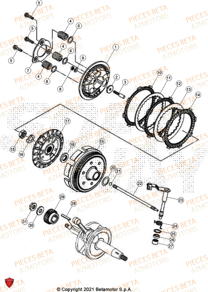 Embrayage BETA Pièces BETA MOTARD RR 125 4T R 2025