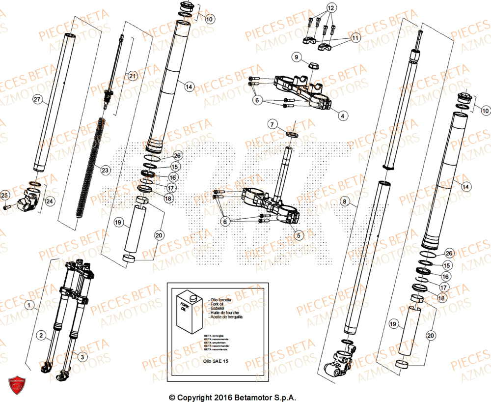 Fourche BETA Pièces BETA MOTARD RR 125 4T R 2025