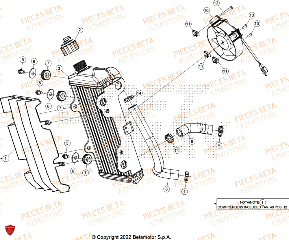 Radiateur BETA Pièces BETA MOTARD RR 125 4T R 2025