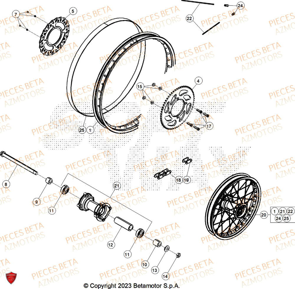 Roue Arriere BETA Pièces BETA MOTARD RR 125 4T R 2025