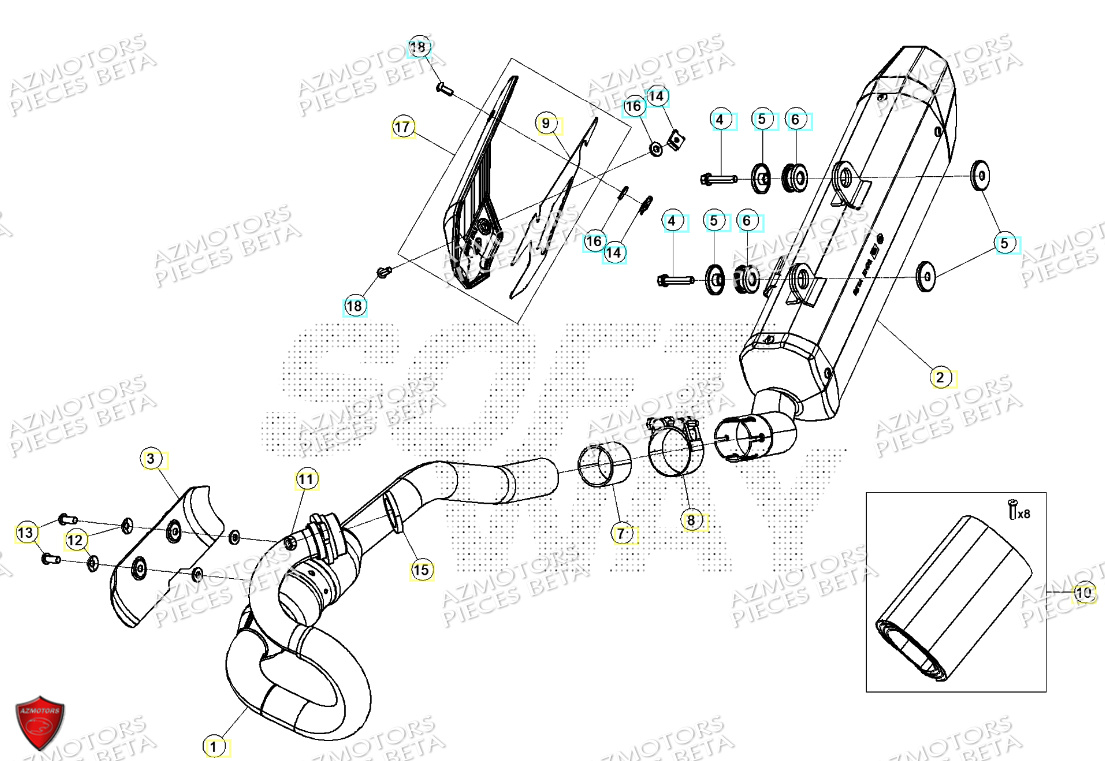 Echappement BETA Pièces BETA MOTARD RR 125 4T T 2024