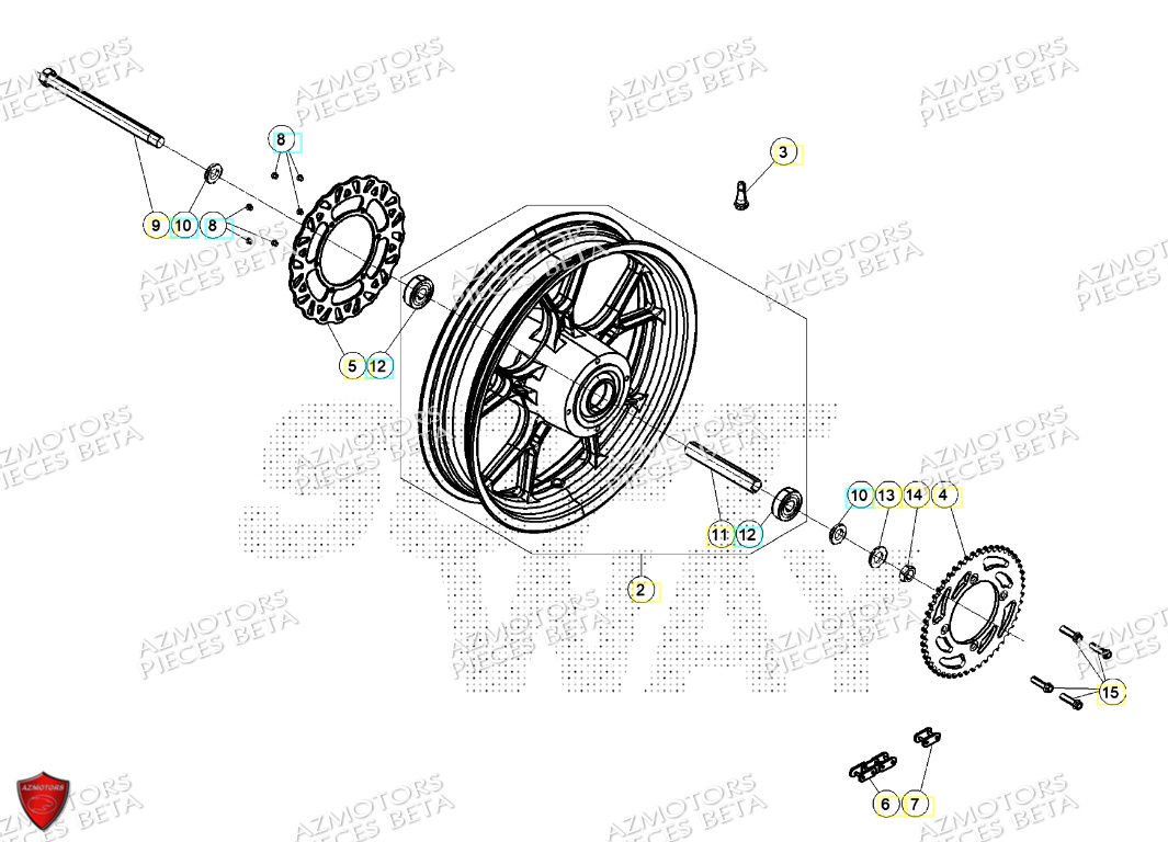 ROUE ARRIERE BETA MOTARD 125 4T T 2024