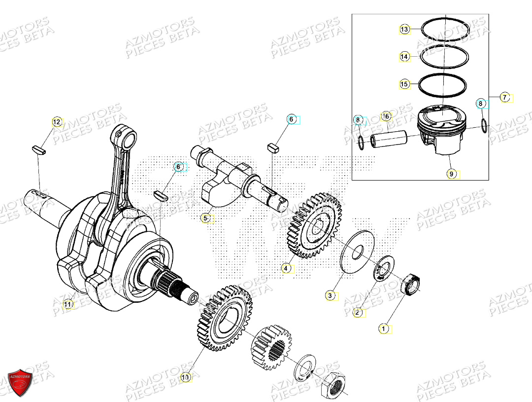 Vilebrequin Piston BETA Pièces BETA MOTARD RR 125 4T T 2024