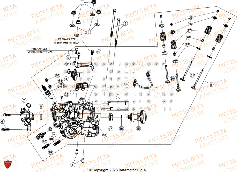 Culasse BETA Pièces BETA MOTARD RR 125 4T T 2025