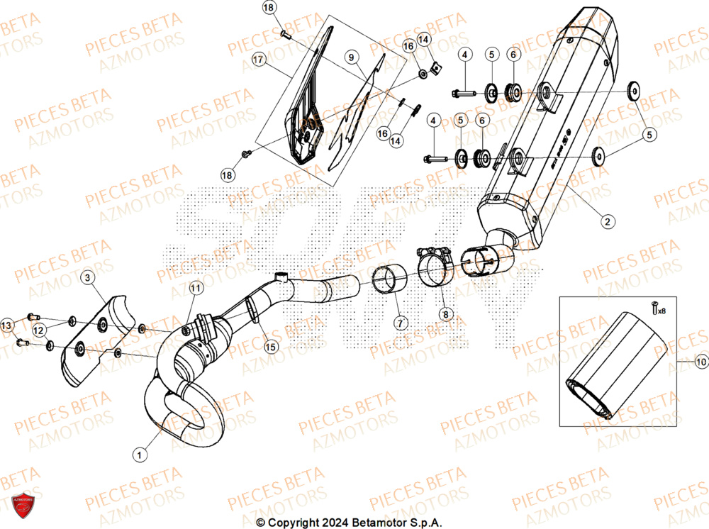 Echappement BETA Pièces BETA MOTARD RR 125 4T T 2025