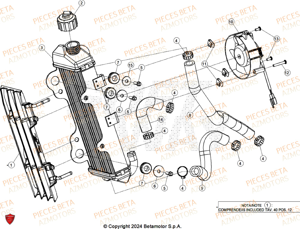 Radiateur BETA Pièces BETA MOTARD RR 125 4T T 2025