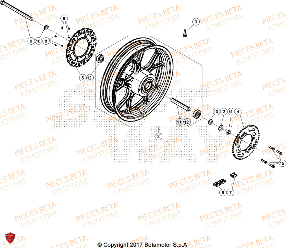 Roue Arriere BETA Pièces BETA MOTARD RR 125 4T T 2025