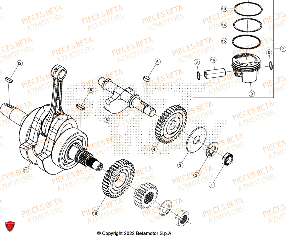 Vilebrequin BETA Pièces BETA MOTARD RR 125 4T T 2025