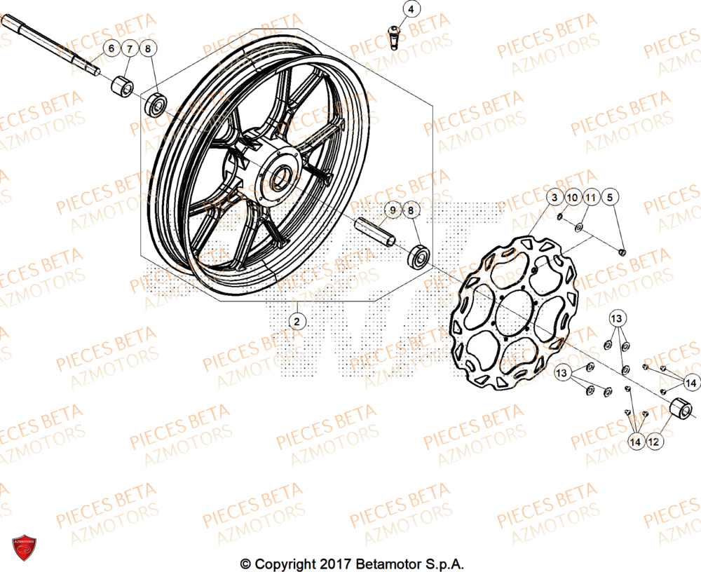 Roue Avant BETA Pièces BETA MOTARD RR 125 4T X 2025