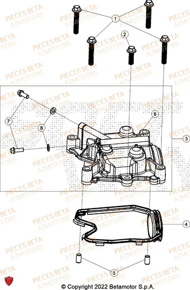 Couvre Culasse BETA Pièces BETA MOTARD RR 125 4T X GREY 2024