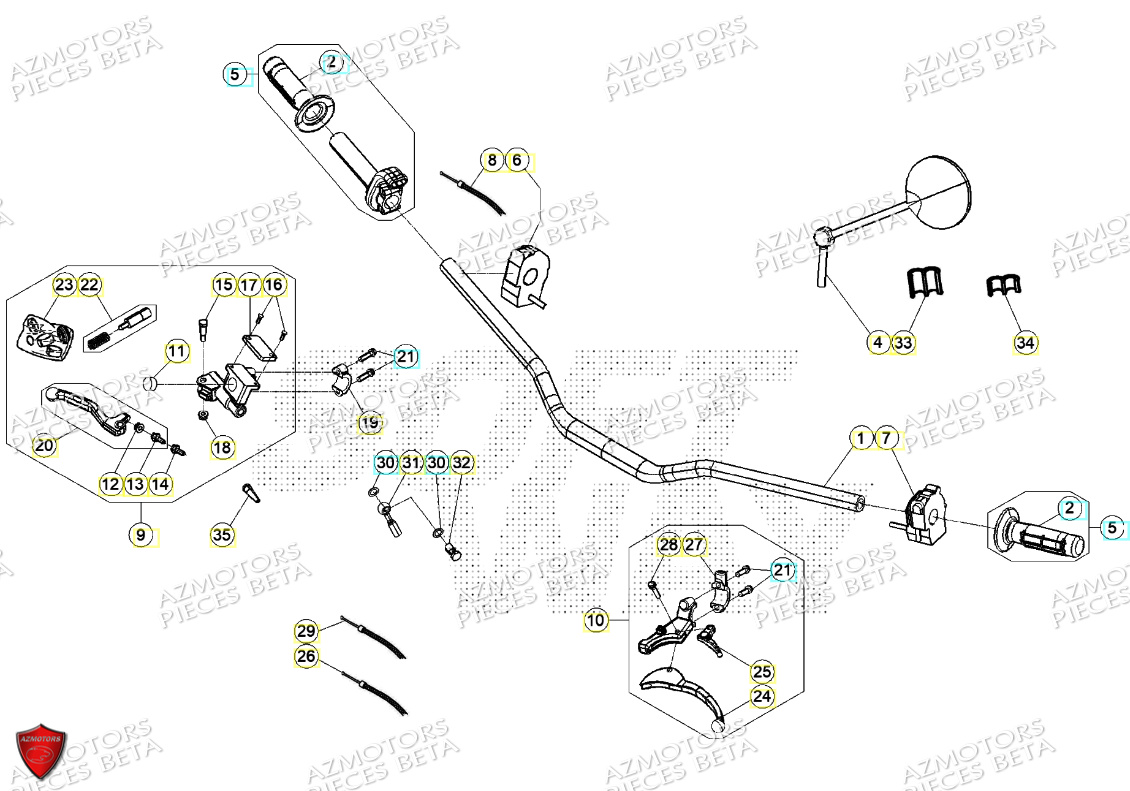 Commandes Guidon BETA BETA Motard TRACK BLUE 2T 50 2024
