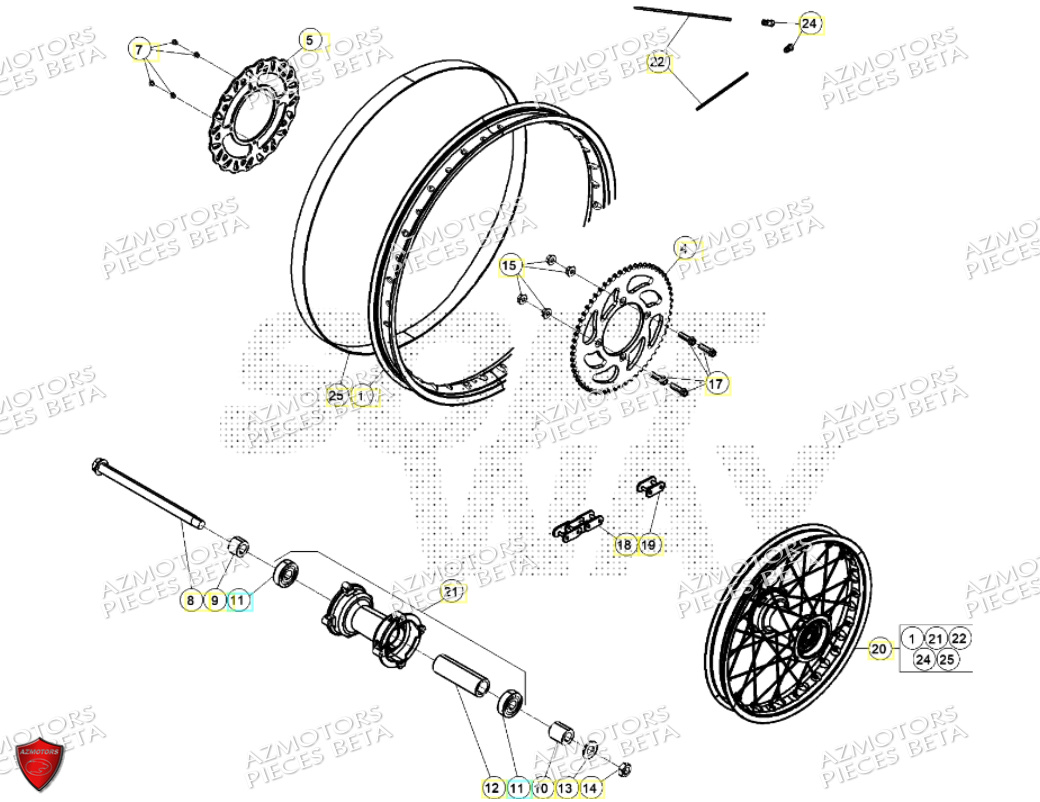 ROUE ARRIERE BETA MOTARD TRACK BLUE 24