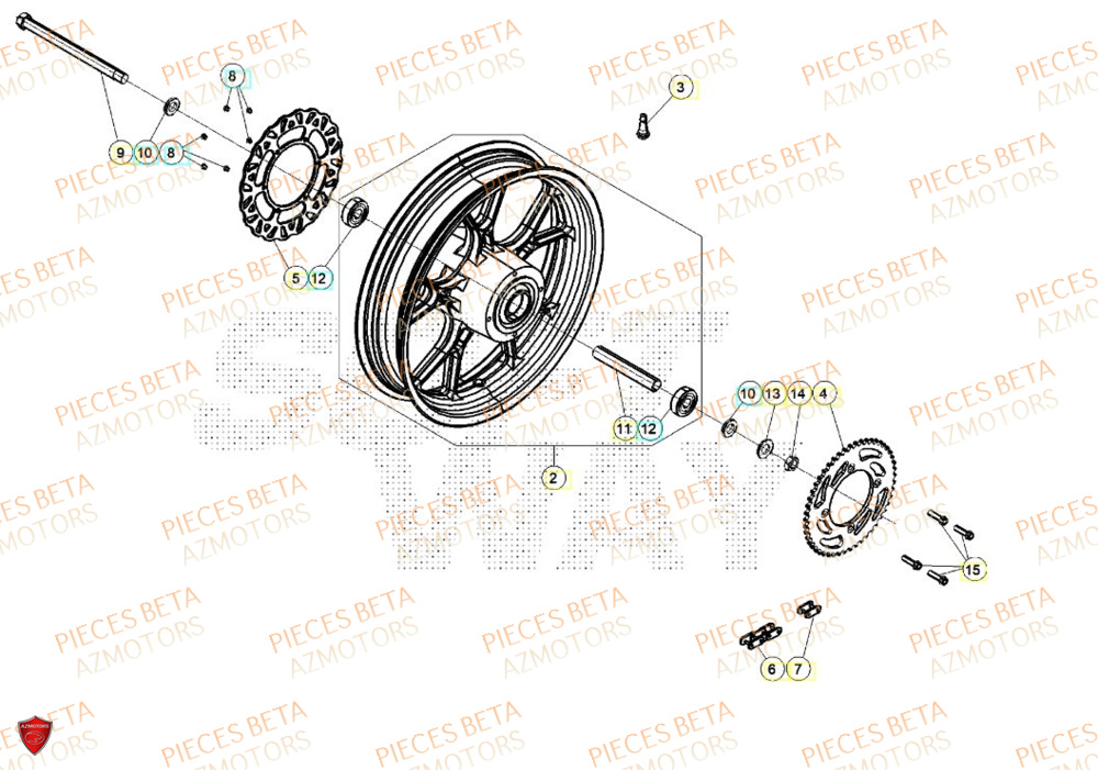 Roue Arriere BETA BETA Motard X GREY 2T 50 2024
