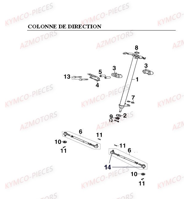 Colonne De Direction KYMCO Pièces MXER_150 4T EURO II HOMOLOGUE (LC30AB/LC30AD)