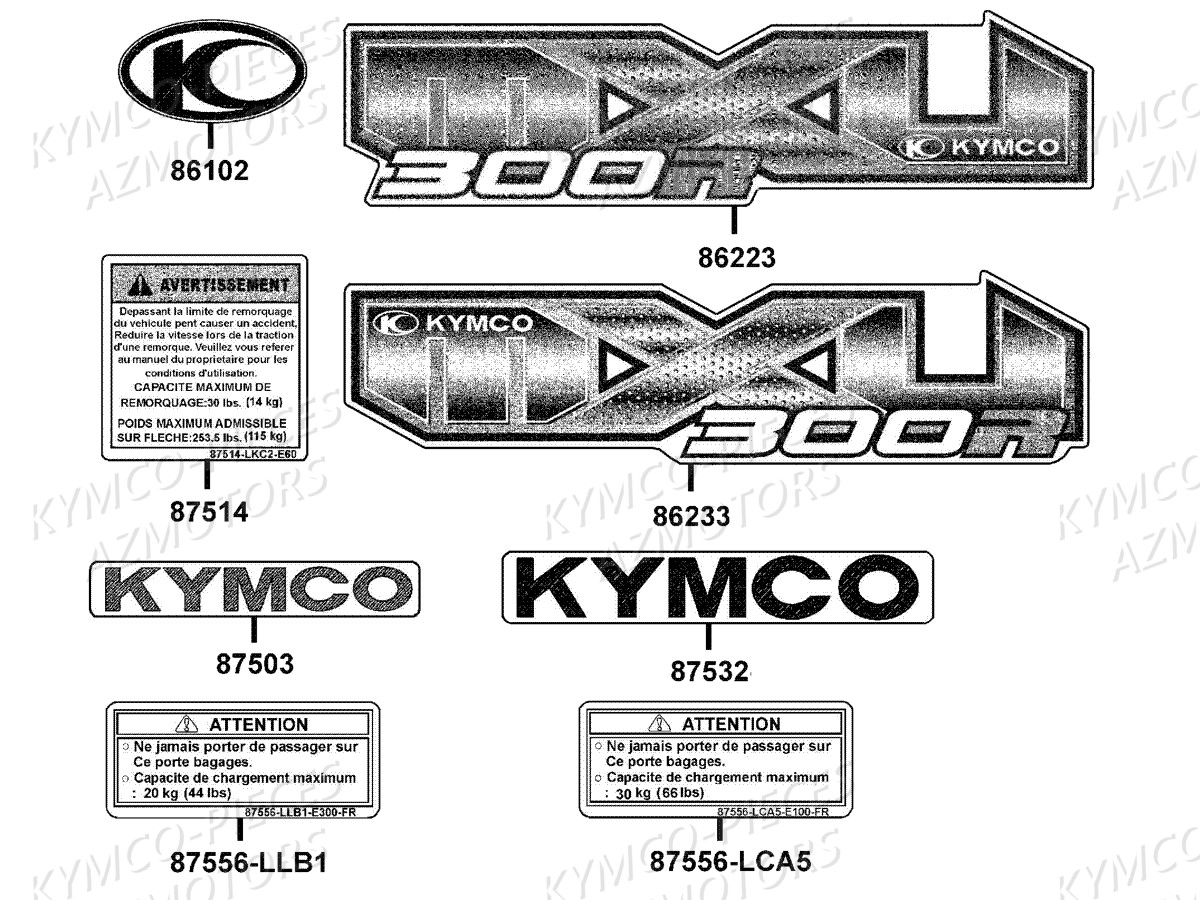 Decors KYMCO Pieces MXU 300 R 4T T3B (LC60BD)