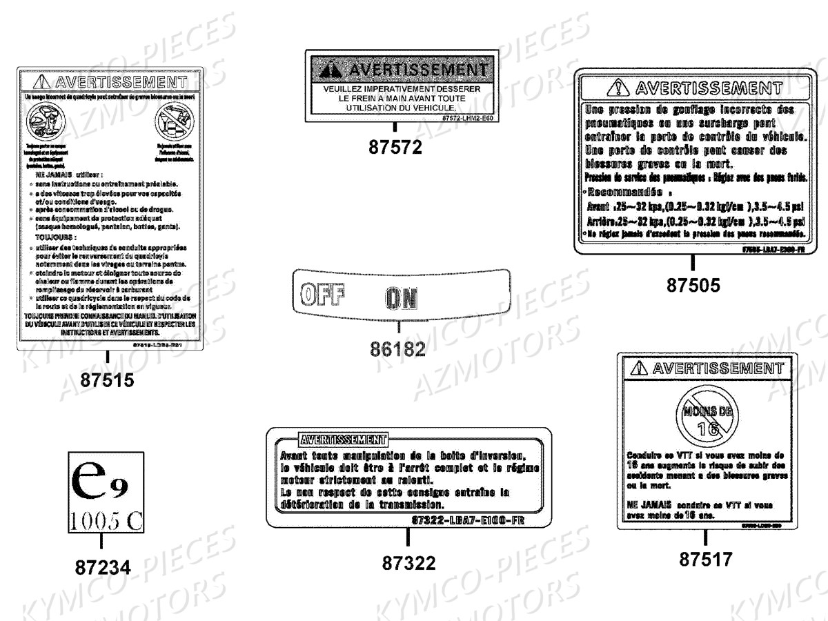 Label De Securite KYMCO Pieces MXU 300 R 4T T3B (LC60BD)