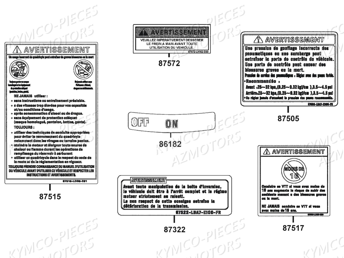 Label De Securite KYMCO Pieces MXU 300 R 4T EURO 2 (LC60AF)