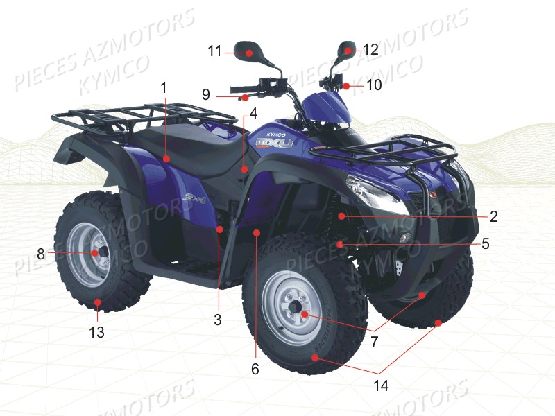 1 Consommables KYMCO Pièces MXU 500 IRS GREEN LINE 4T EURO2 (LAA0CJ)