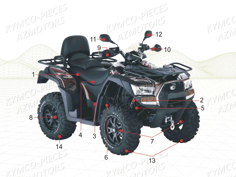 1 Consommables KYMCO Pièces MXU 550I EX IRS 4T EURO2 (LEA0BE)