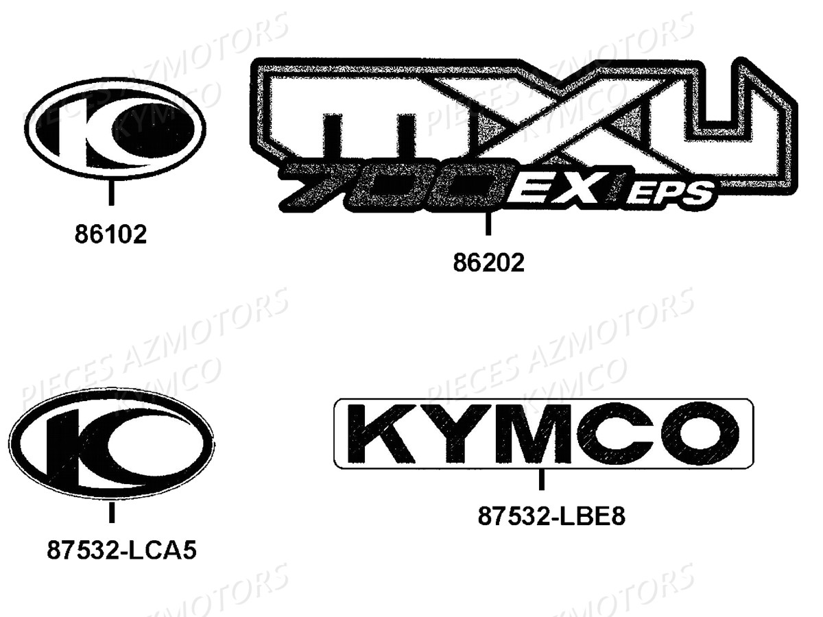 Decors KYMCO Pièces MXU 700I EX EPS IRS 4T EURO2 (LAADBH)