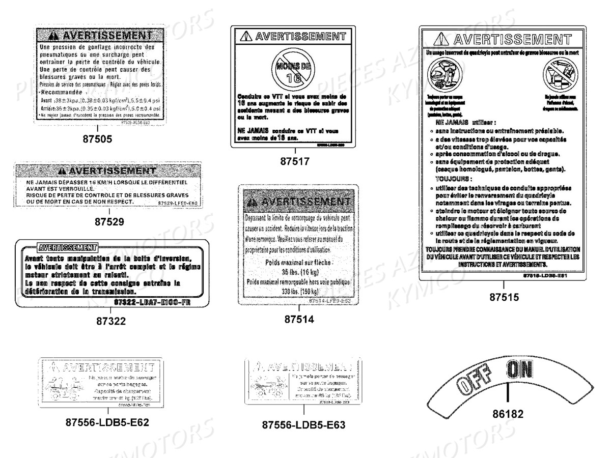 Label De Securite KYMCO Pièces MXU 700I EX EPS IRS 4T EURO2 (LAADBH)