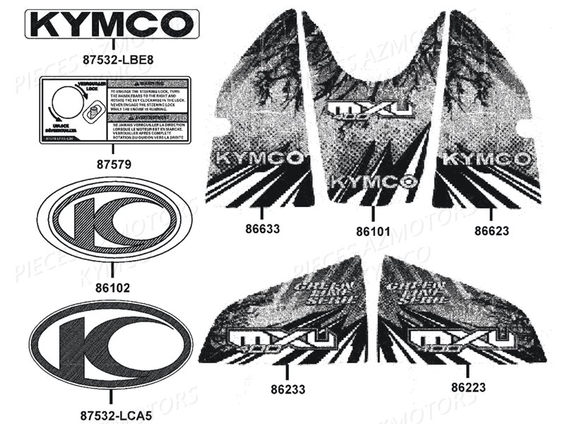 Decors KYMCO Pièces MXU 400 IRS GREEN LINE 4T EURO 2 (LA70BG)