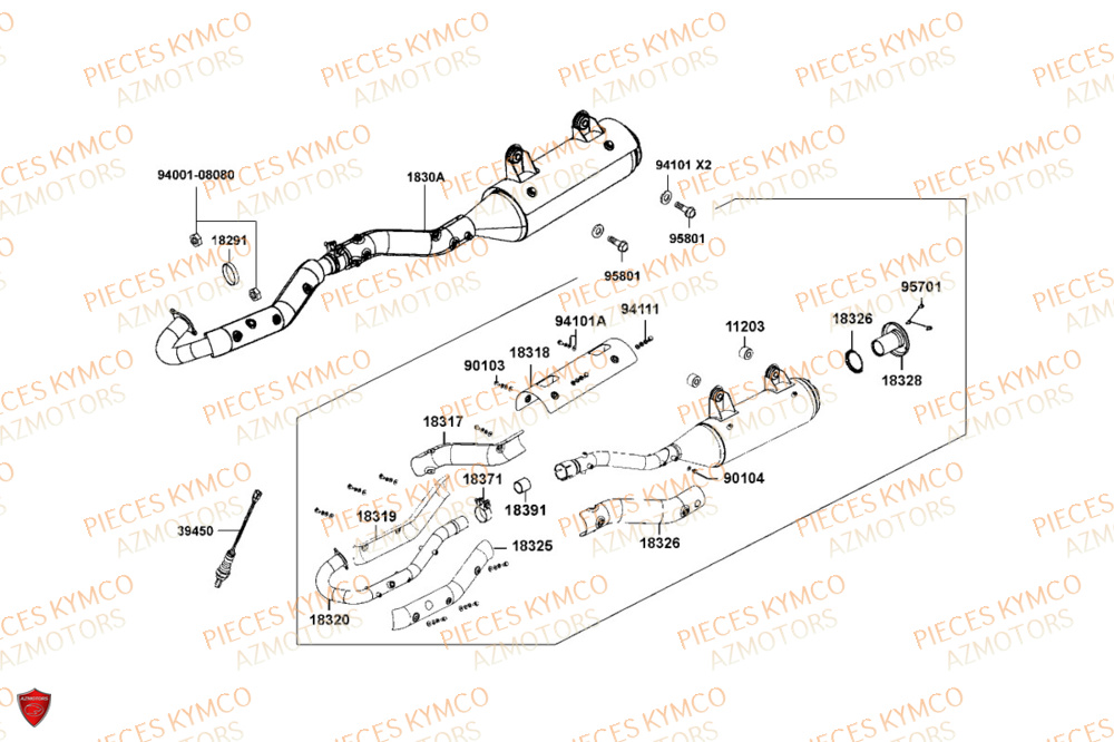 Echappement KYMCO Pièces MXU 550i IRS 4T T3B (LEA0JG)