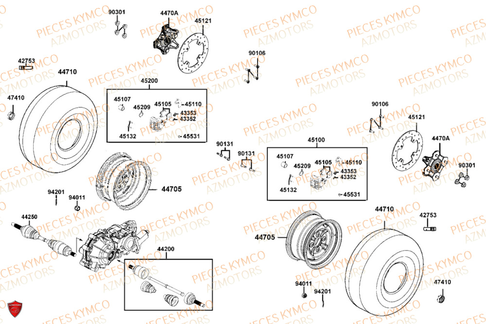 Roues Avant KYMCO Pièces MXU 550i IRS 4T T3B (LEA0JG)