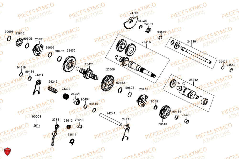 Transmission KYMCO Pièces MXU 550i IRS 4T T3B (LEA0JG)