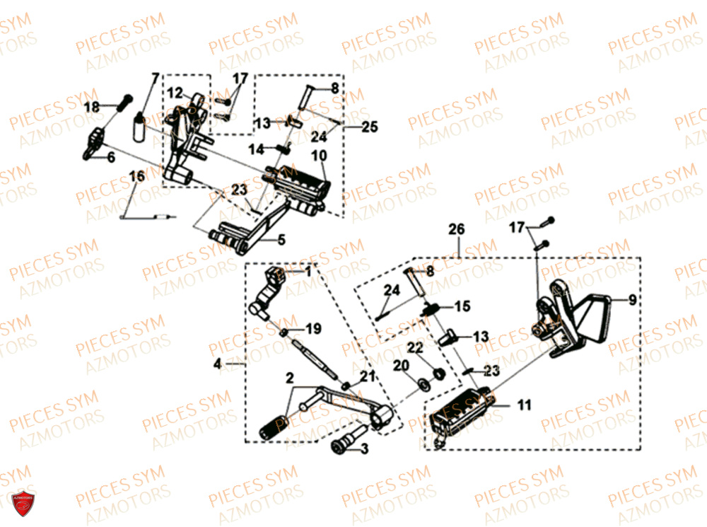 Cale Pieds Kick SYM Pièces NH-T 125I - MG12B1-EU (2019)