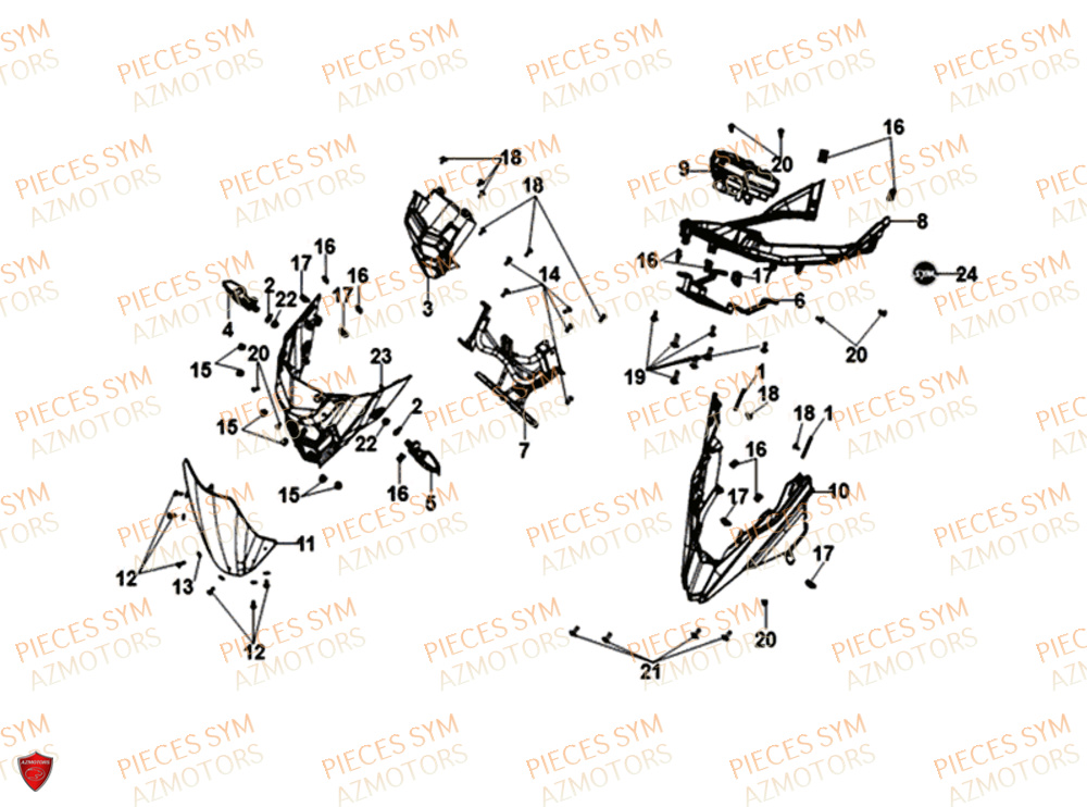 Carenage Avant Compteur SYM Pièces NH-T 125I - MG12B1-EU (2019)