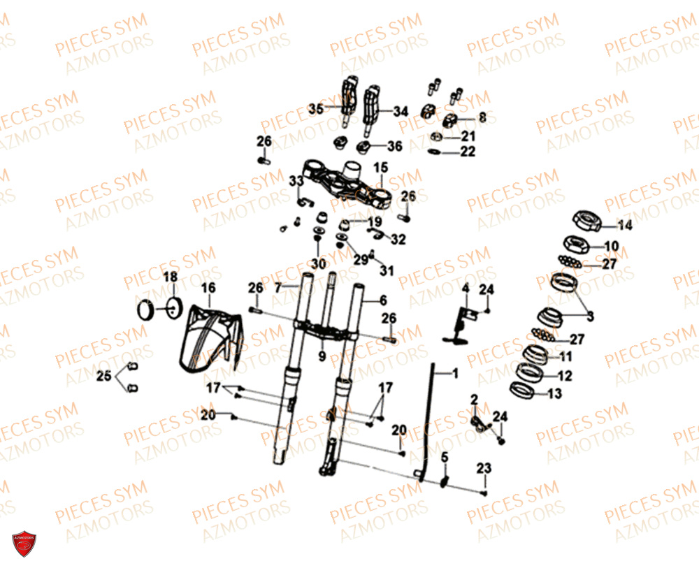 Colonne De Direction SYM Pièces NH-T 125I - MG12B1-EU (2019)