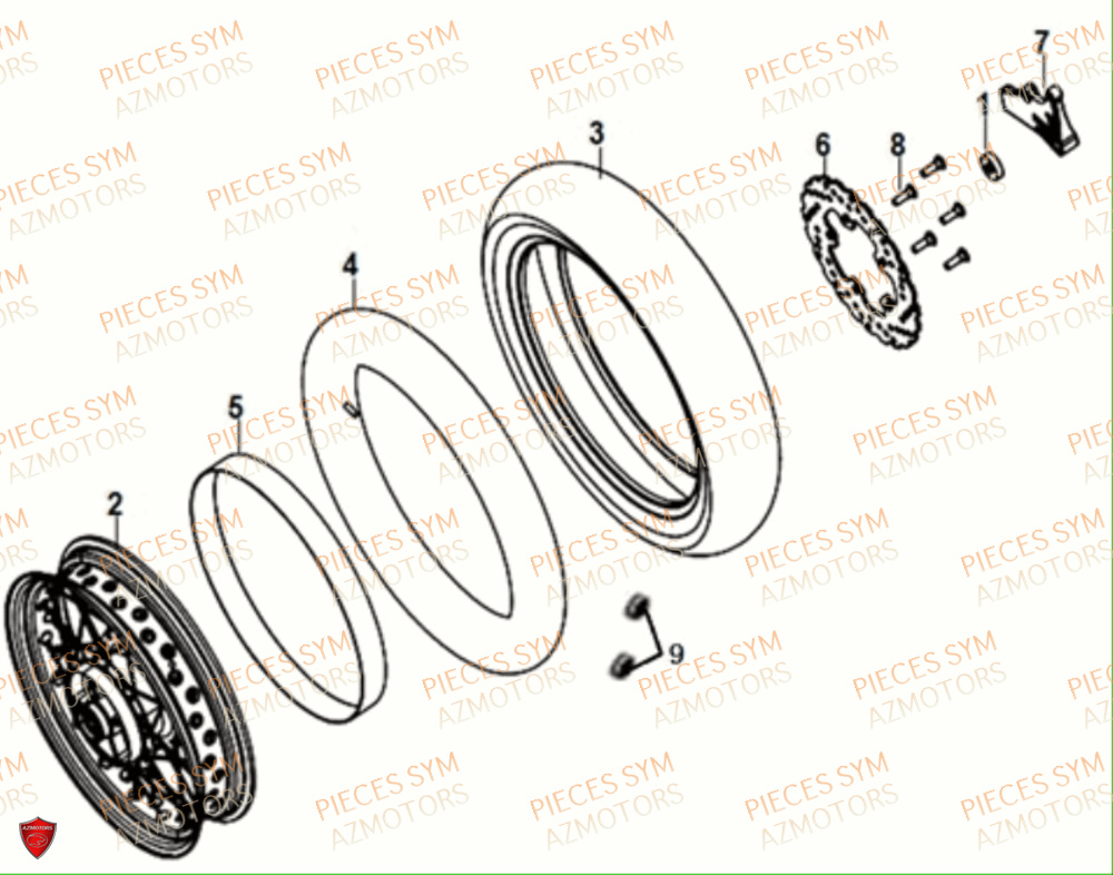 Roue Arriere SYM Pièces NH-T 125I - MG12B1-EU (2019)