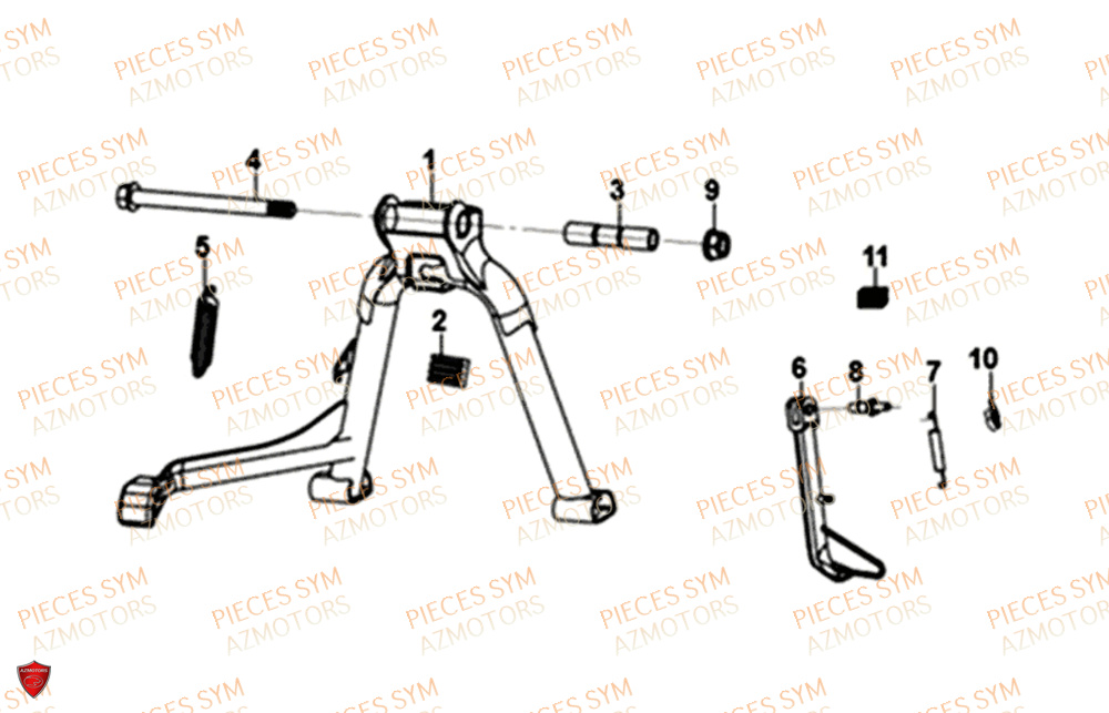 BEQUILLE CENTRALE ET LATERALE SYM NH X 125I