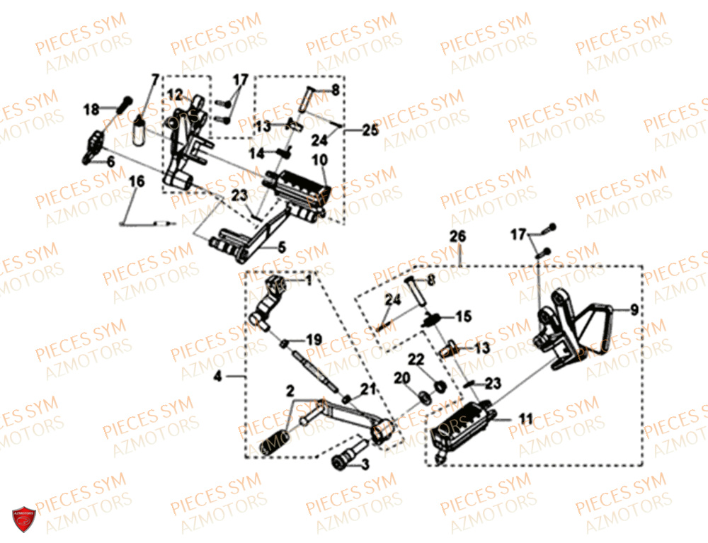 CALE PIEDS KICK SYM NH X 125I