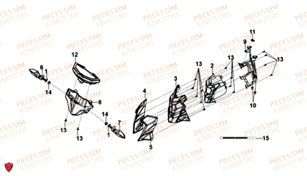 Carenage Avant Compteur SYM Pièces NH-X 125I - ME12B1-EU (2019)
