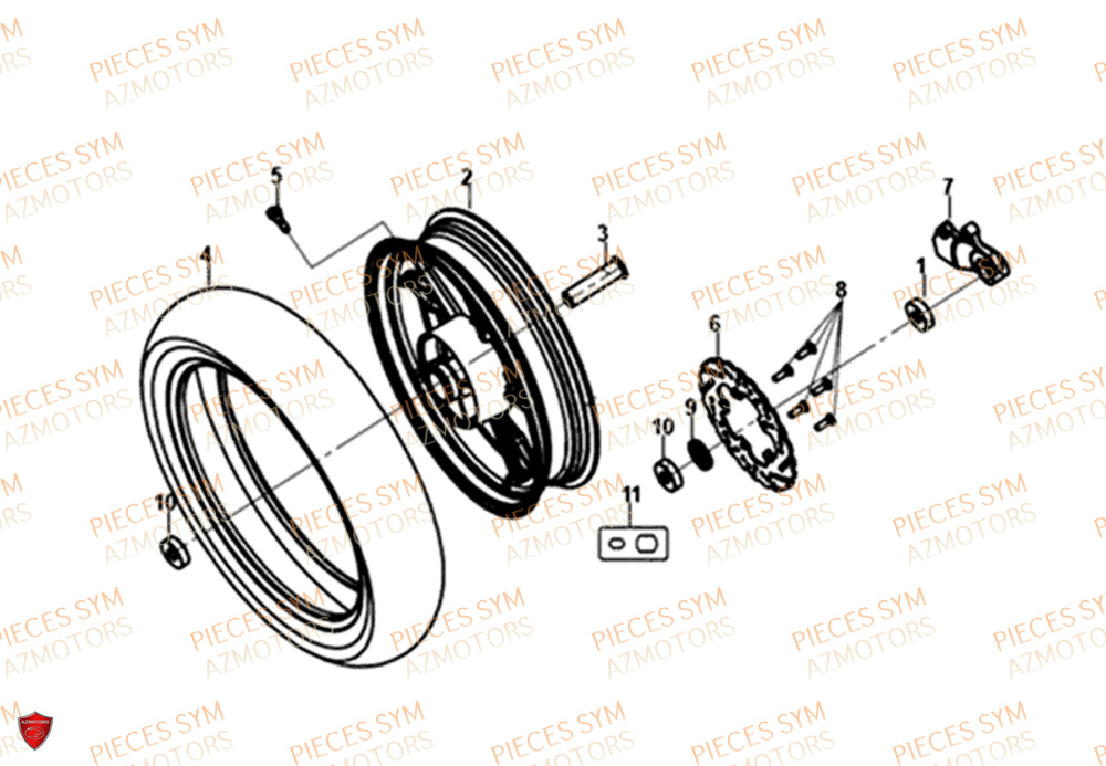 Roue Arriere SYM Pièces NH-X 125I - ME12B1-EU (2019)
