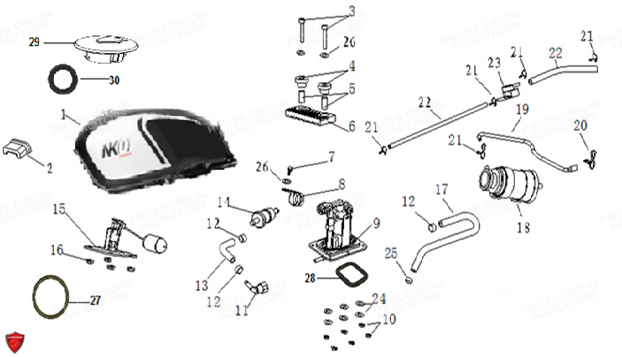 RESERVOIR A CARBURANT pour NK01 125 ORCAL EURO 5