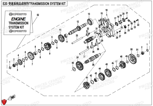 Set Pignons Transmission CFMOTO Pièces Origine CFMOTO 650 NK ABS (2018)