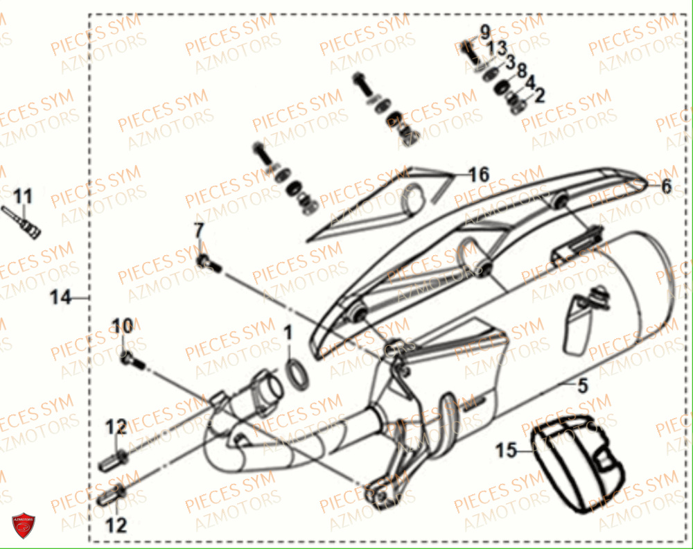 Echappement SYM Pièces ORBIT 50 III - XE05W1-EU (2019-2020)