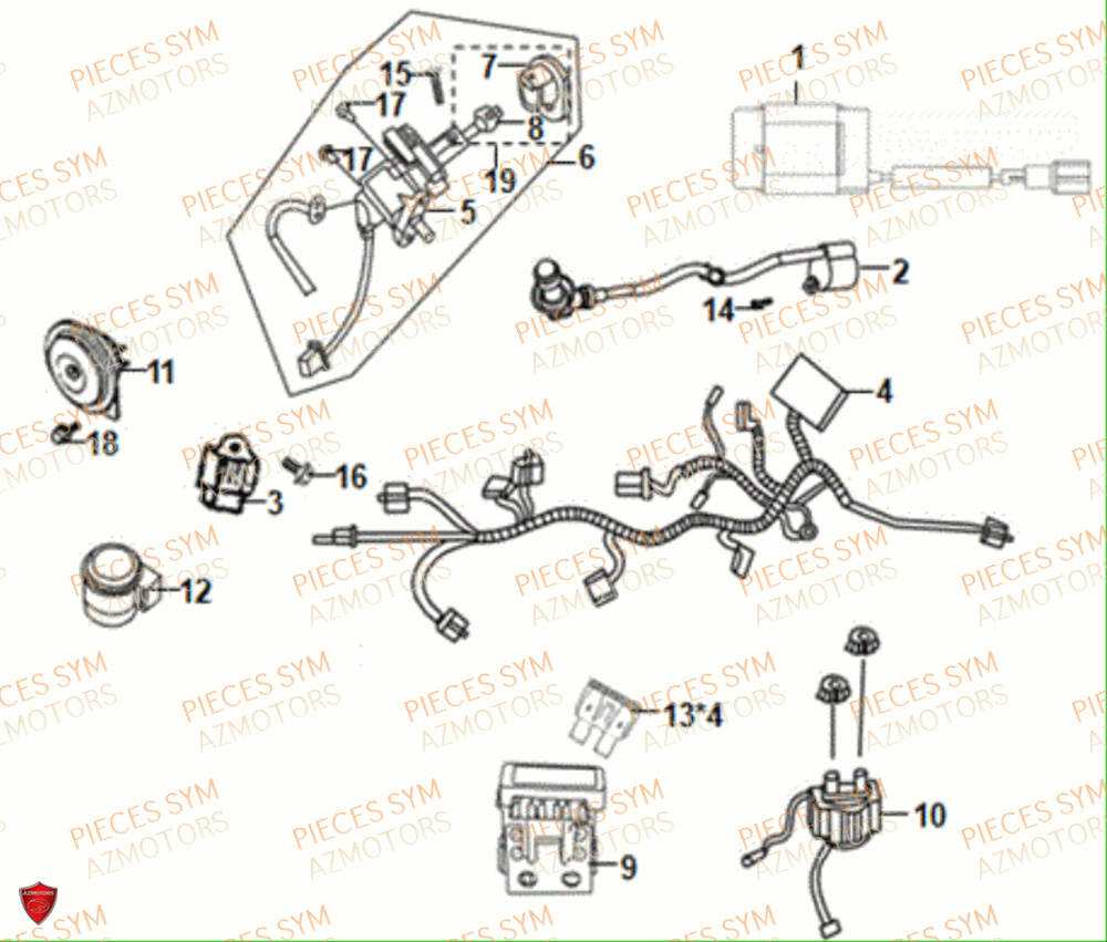 Equipement Electrique SYM Pièces ORBIT 50 III - XE05W1-EU (2019-2020)