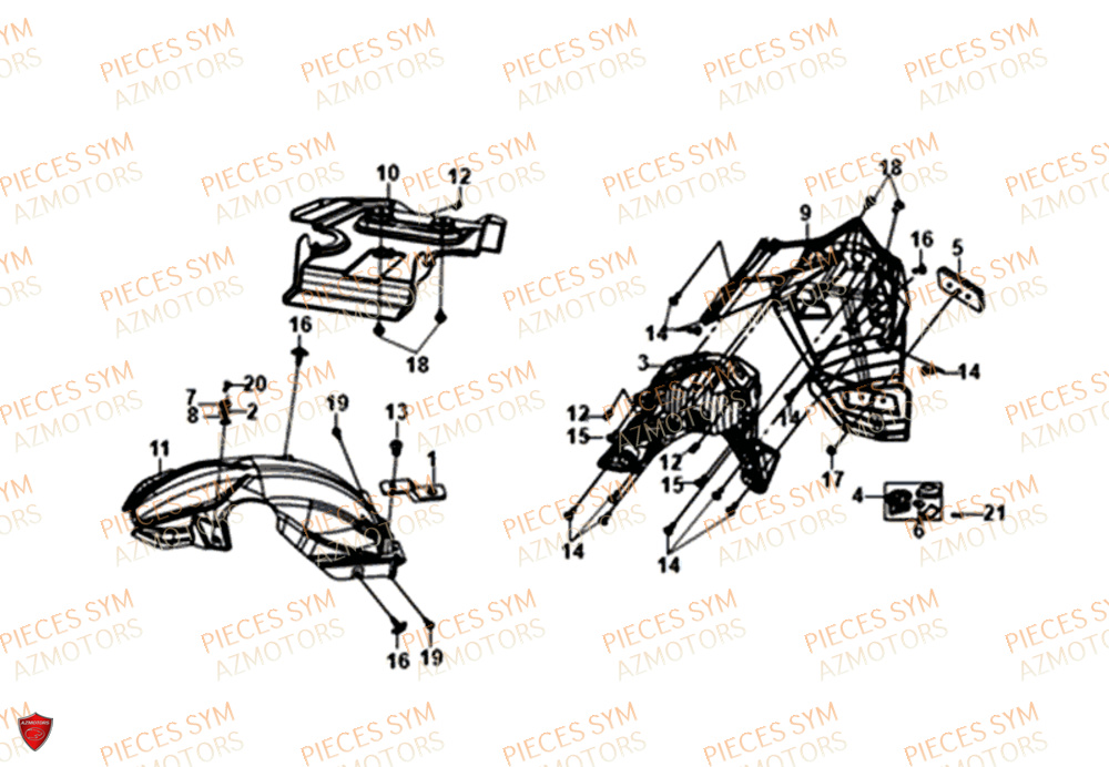 Garde Boue Arriere SYM Pièces ORBIT 50 III - XE05W1-EU (2019-2020)