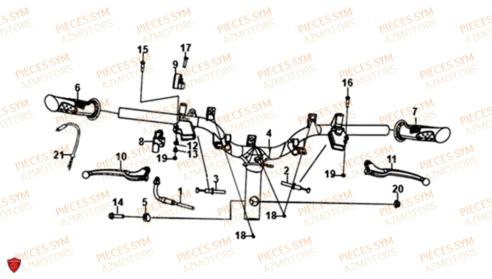 Guidon SYM Pièces ORBIT 50 III - XE05W1-EU (2019-2020)