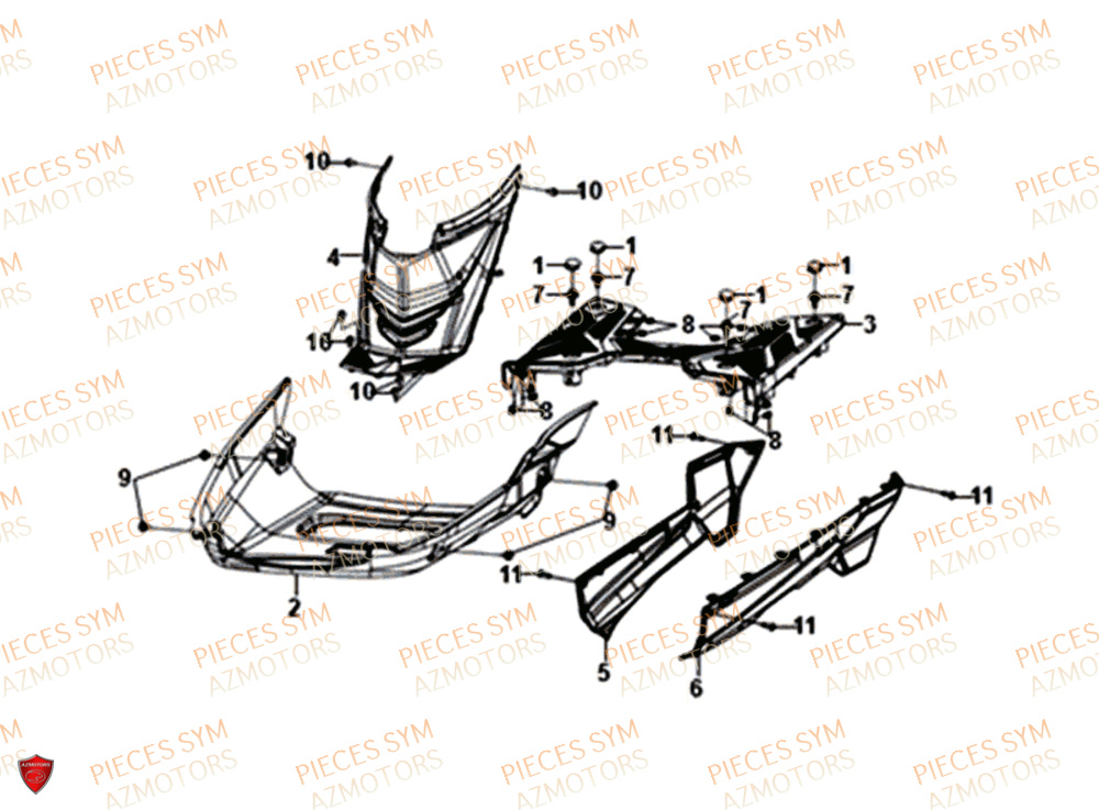 Plancher SYM Pièces ORBIT 50 III - XE05W1-EU (2019-2020)