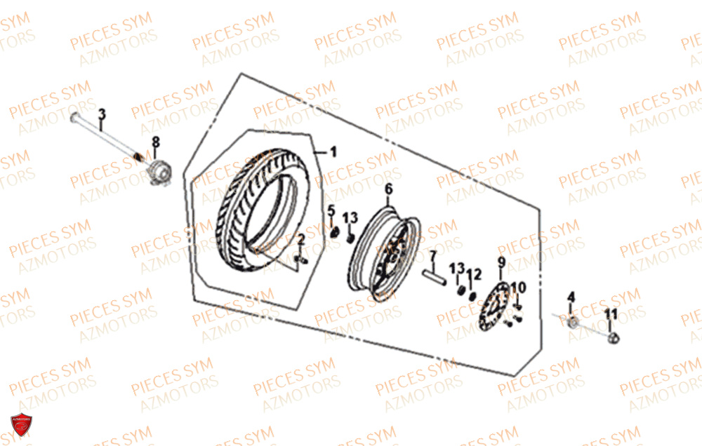 Roue Avant SYM Pièces ORBIT 50 III - XE05W1-EU (2019-2020)