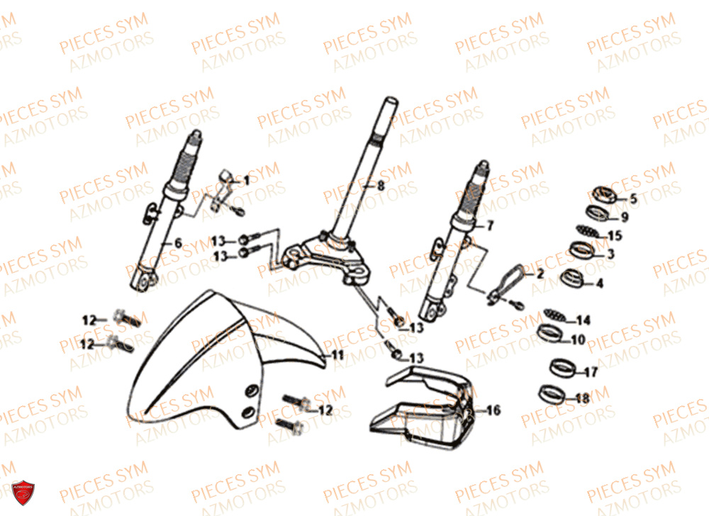 Te De Fourche SYM Pièces ORBIT 50 III - XE05W1-EU (2019-2020)