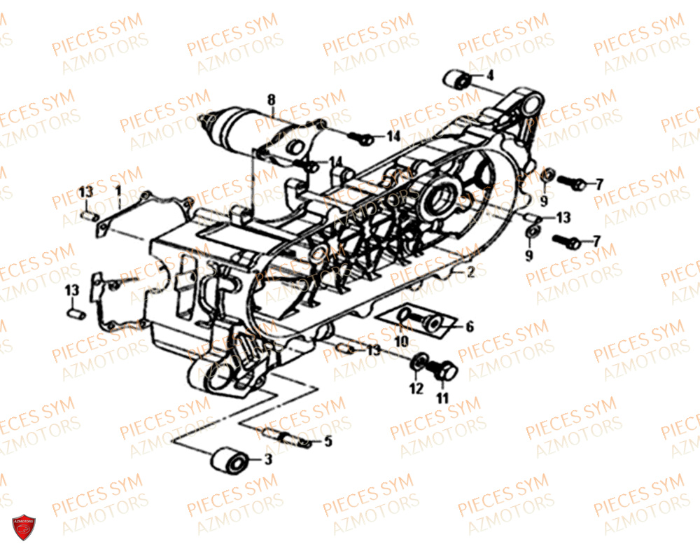 Carter Moteur SYM Pièces ORBIT 50 II - AE05W8-EU (2019-2020)