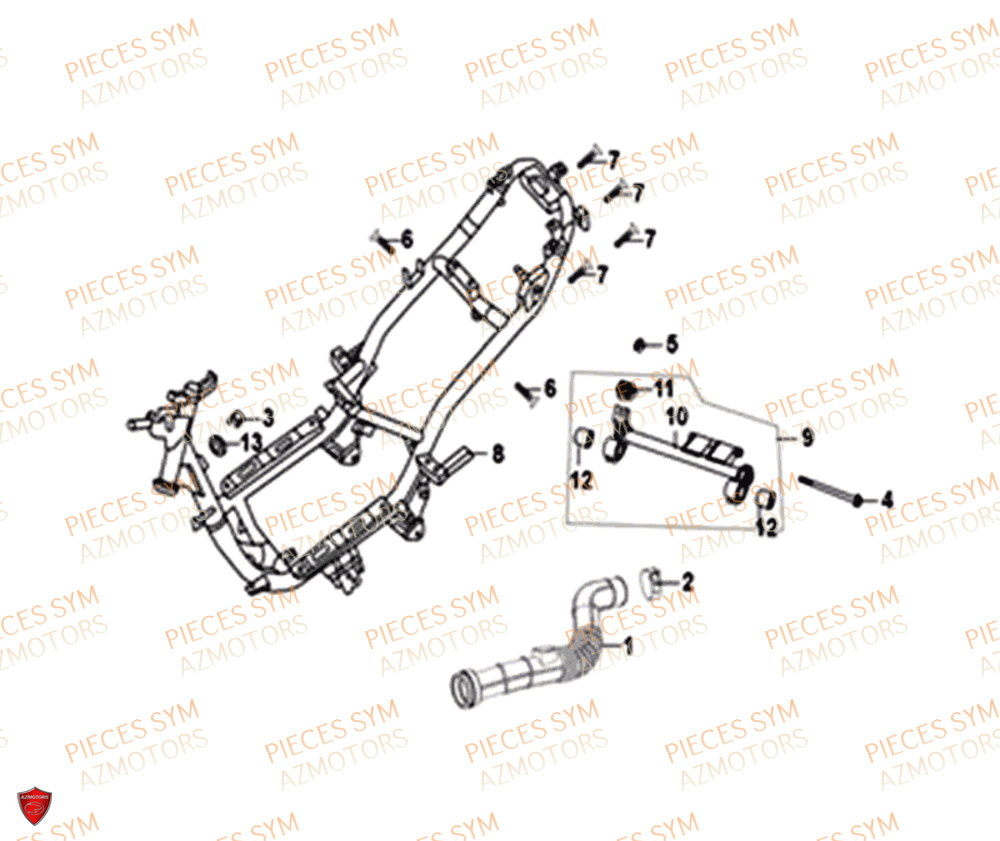 Chassis SYM Pièces ORBIT 50 II - AE05W8-EU (2019-2020)