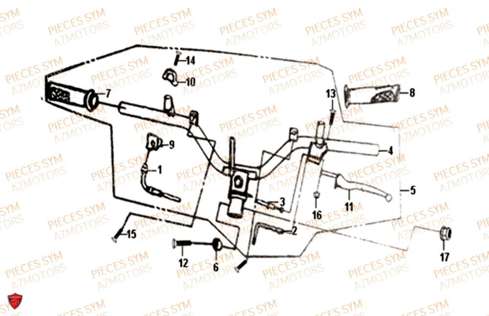 Guidon SYM Pièces ORBIT 50 II - AE05W8-EU (2019-2020)