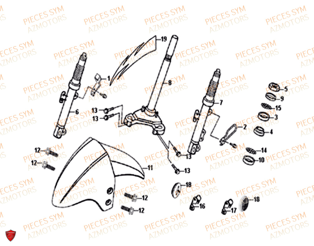 Te De Fourche SYM Pièces ORBIT 50 II - AE05W8-EU (2019-2020)